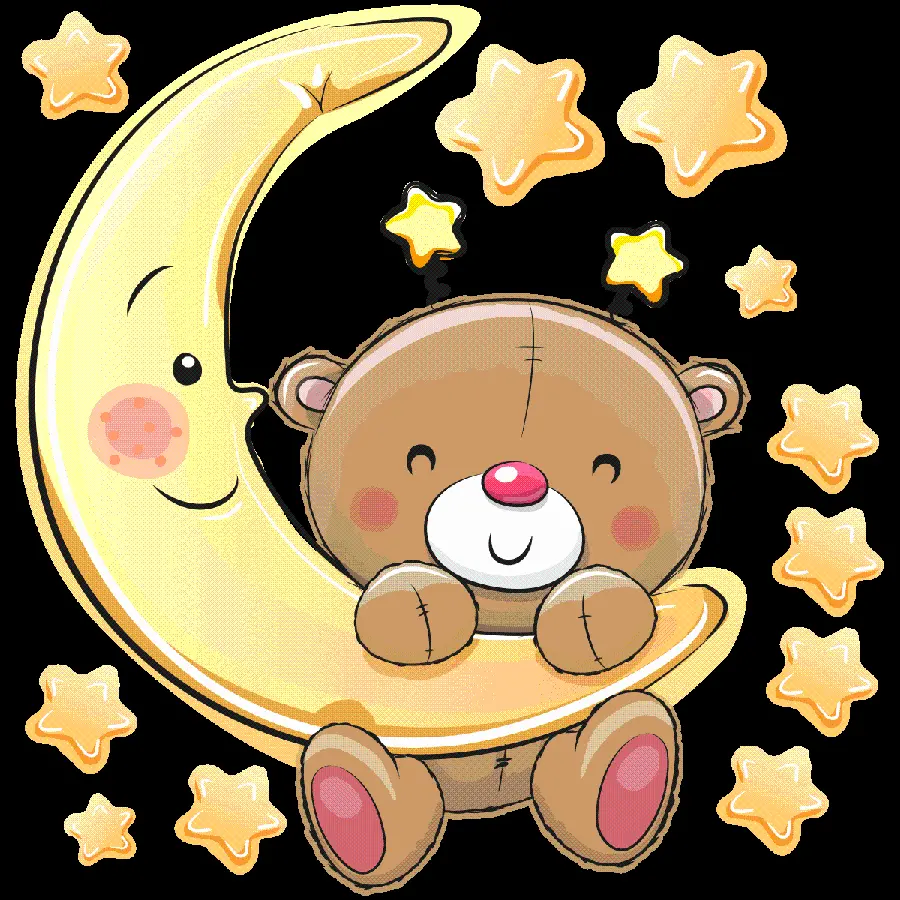 دانلود عکس استوک خرس آویزان از ماه با تم تولد و فرمت PNG