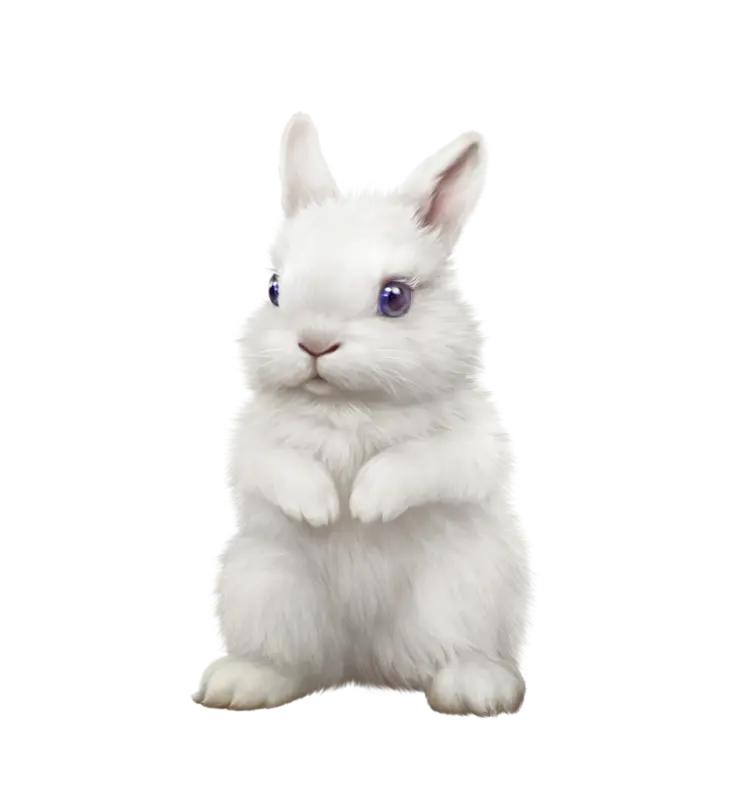 تصویر پس زمینه PNG از خرگوش سفید و گوگولی 