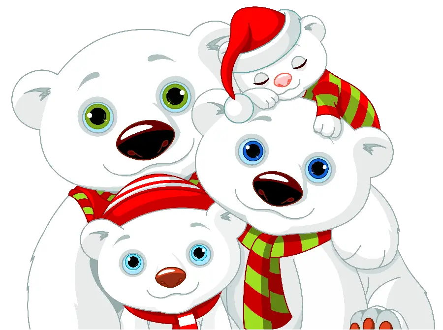 تصویر خانواده خرس های سفید با تم تولد و فرمت PNG