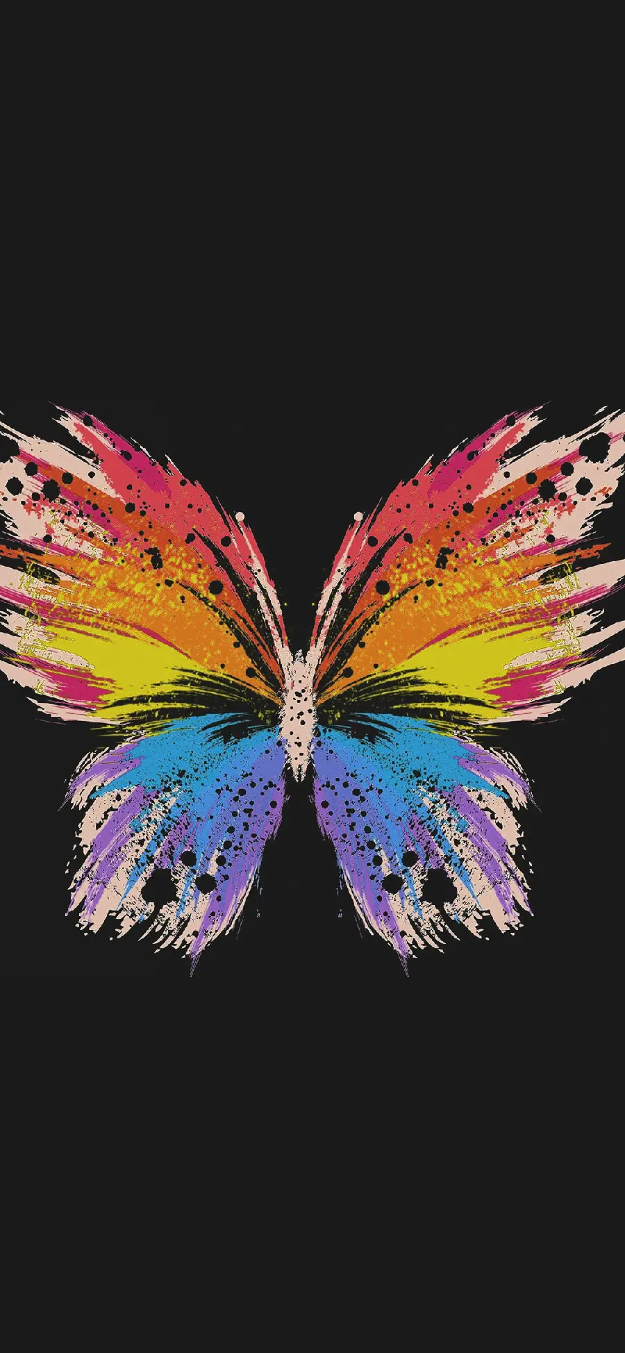 Wallpaper آیفون با زمینه مشکی با طرح پروانه رنگارنگ ناز آبرنگی