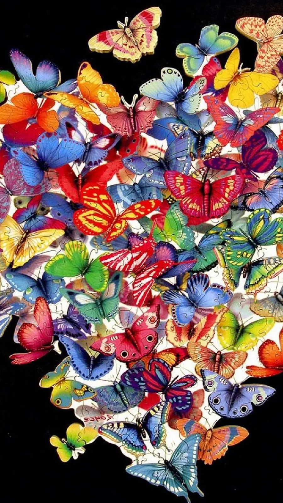 بک گراند ناز دسته ای بزرگ از پروانه های رنگی برای آیفون 