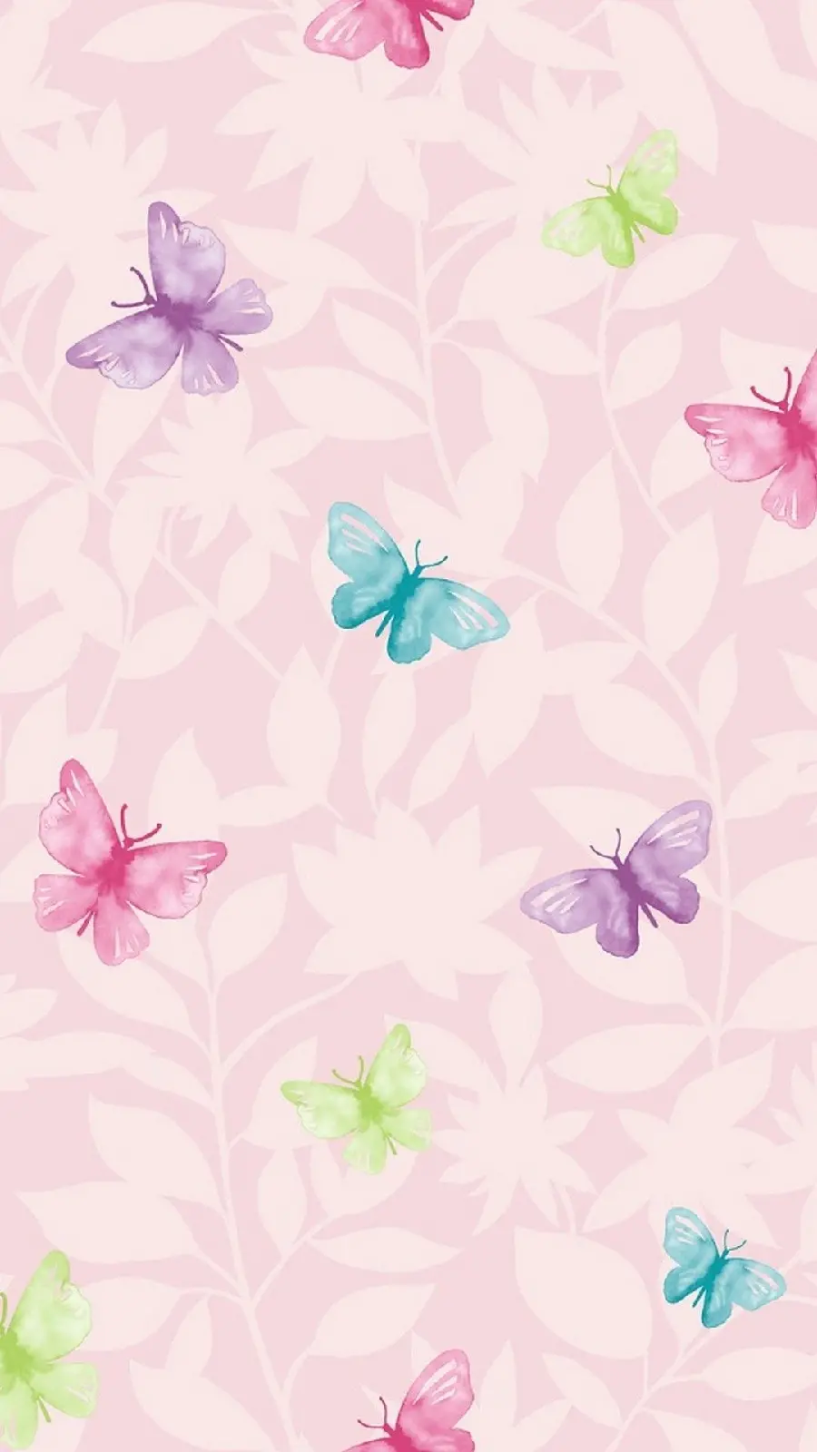 عکس استوک با زمینه صورتی و طرح پروانه های رنگی ناز برای آیفون
