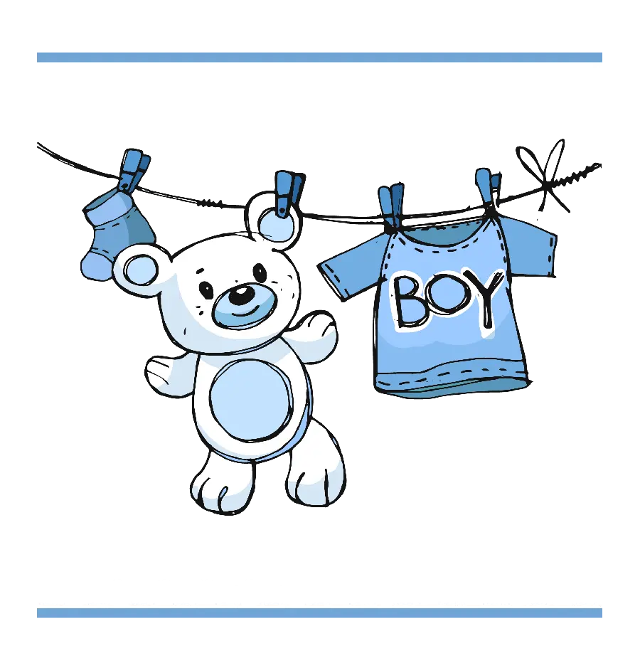 دانلود تصویر خرس با تم تولد آبی و پسرانه با فرمت PNG