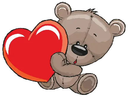 عکس پس زمینه PNG خرس عروسکی کارتونی با قلب قرمز