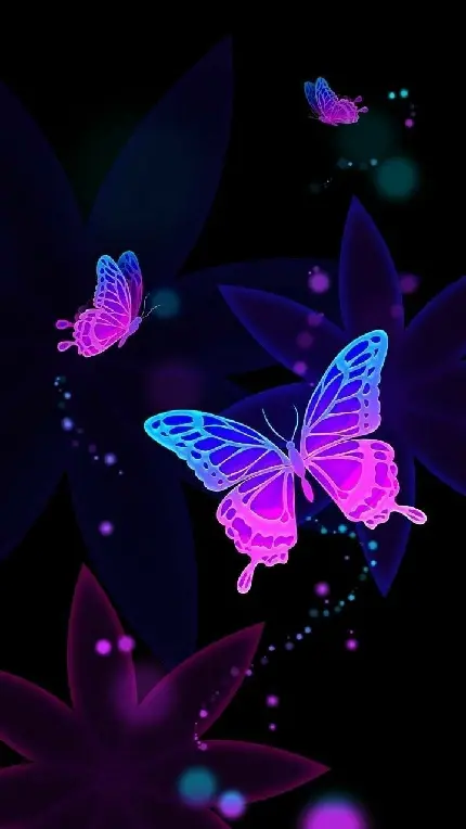 والپیپر با رنگ های درخشان و نورانی از پروانه برای آیفون