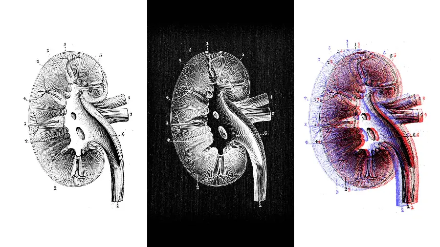 عکس کلیه های انسان در سه طرح و رنگ مختلف