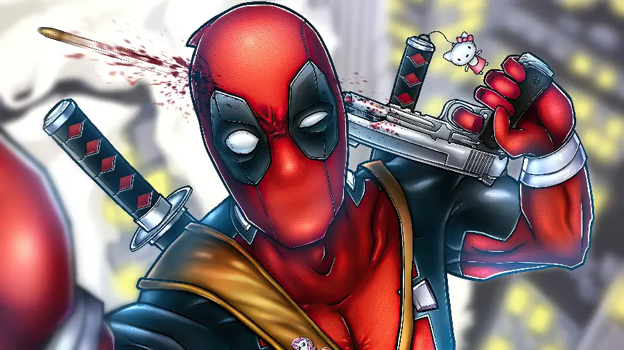 عکس با کیفیت اسلحه در دست ددپول Deadpool