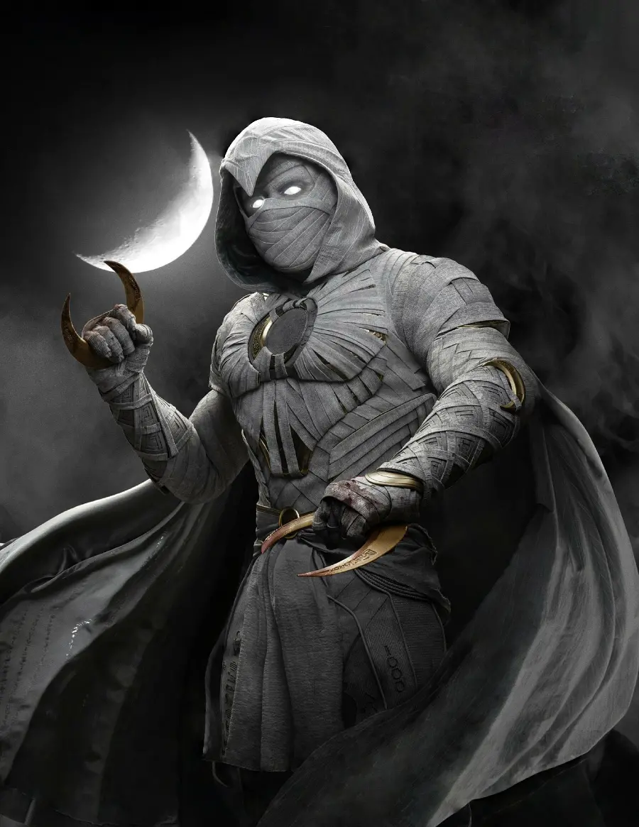 عکس مون نایت Moon Knight شوالیه ماه در کنار ماه برای پروفایل و تصویر پس زمینه