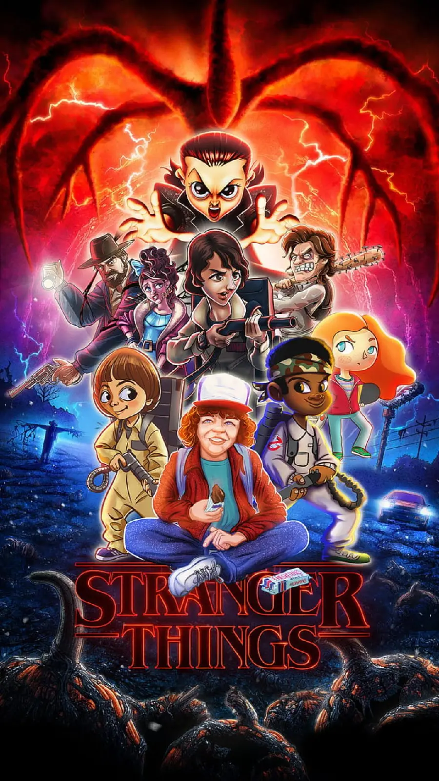 عکس کیوت و انیمیشنی سریال stranger things برای والپیپر