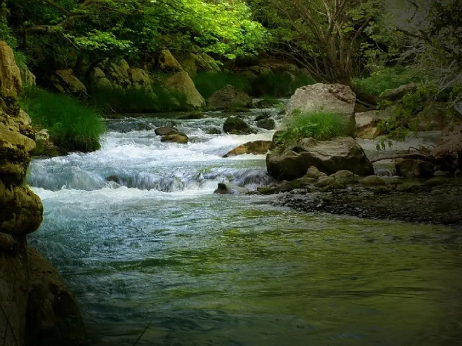 دانلود تصویر پرشور از رودخانه خروشان آمازون و سنگ‌های بزرگ درون آب