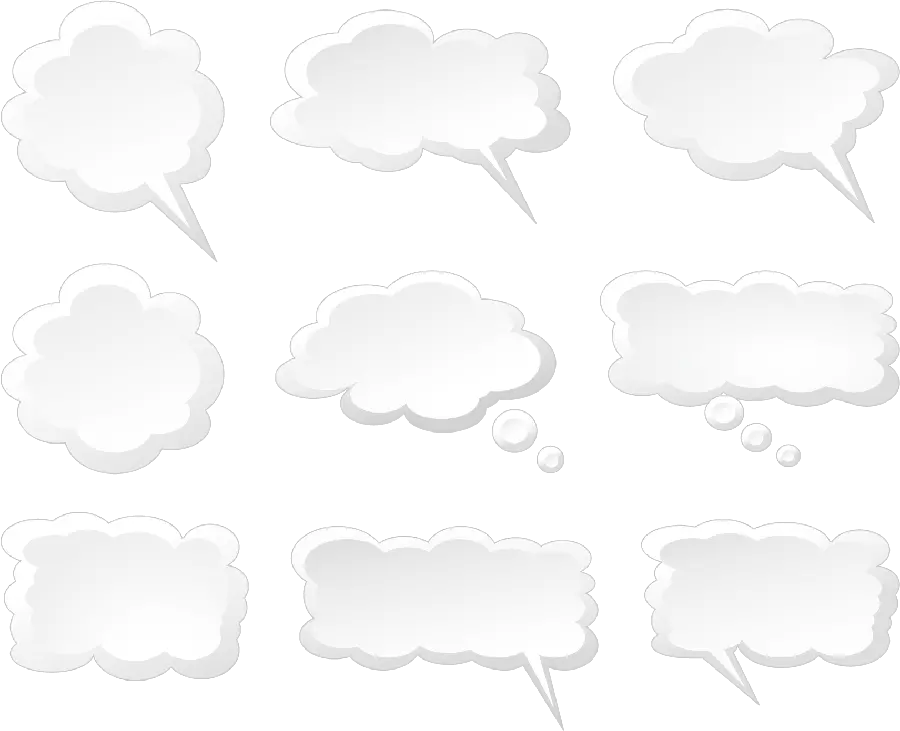 مجموعه آیکون گفتگو به شکل ابرهای کارتونی سفید