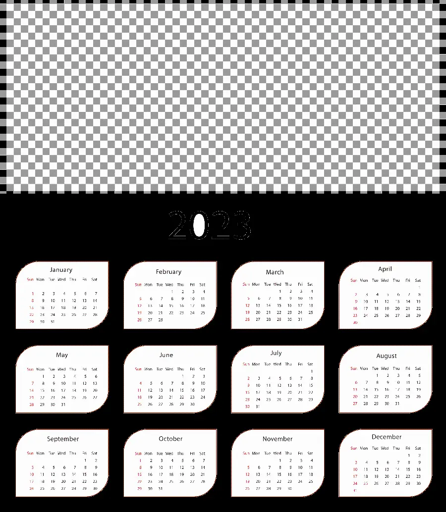 عکس PNG تقویم سال 2023 بدون پس زمینه برای چاپ
