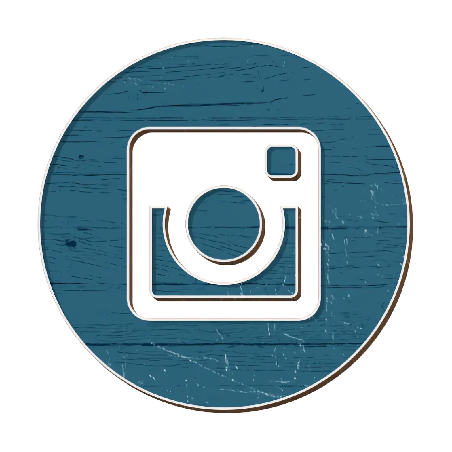 لوگو اینستاگرام چوبی به رنگ آبی و بدون پس زمینه png