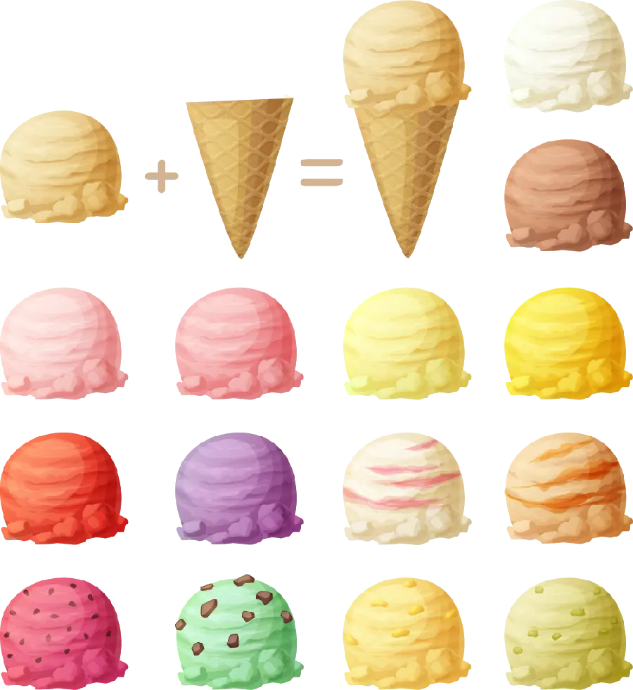 طراحی گرافیکی انواع بستنی های اسکوپی دور بری شده رایگان 
