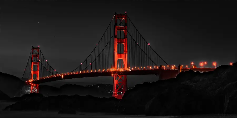 حس و حال عجیب تصویر پل گلدن گیت در شب Golden Gate at night 