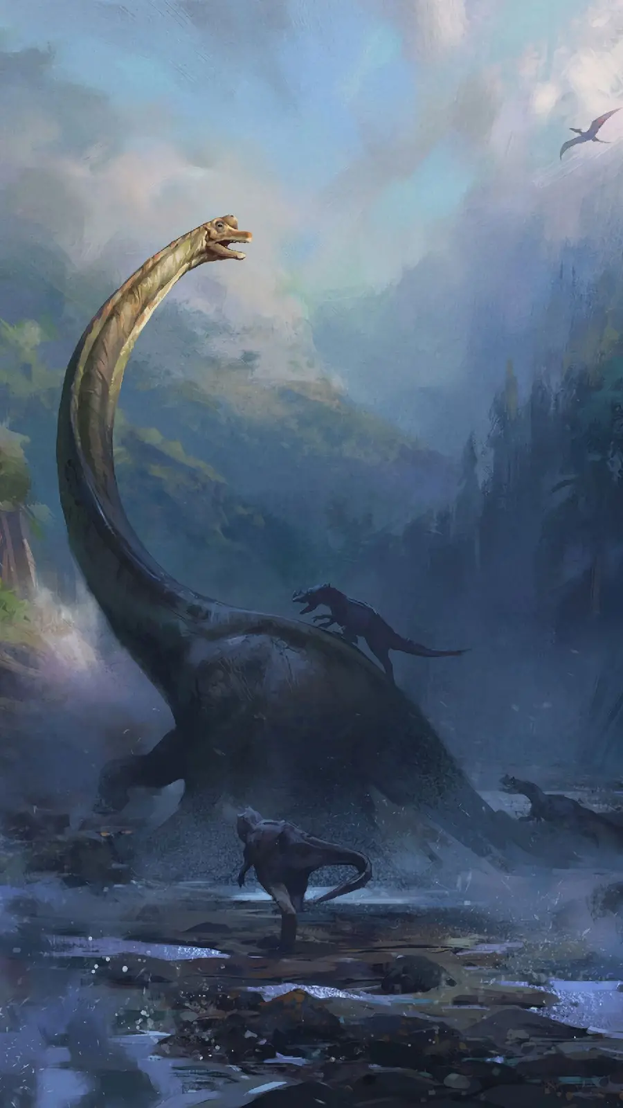 شگفت انگیز ترین عکس دایناسورها با گردن دراز و جثه بزرگ