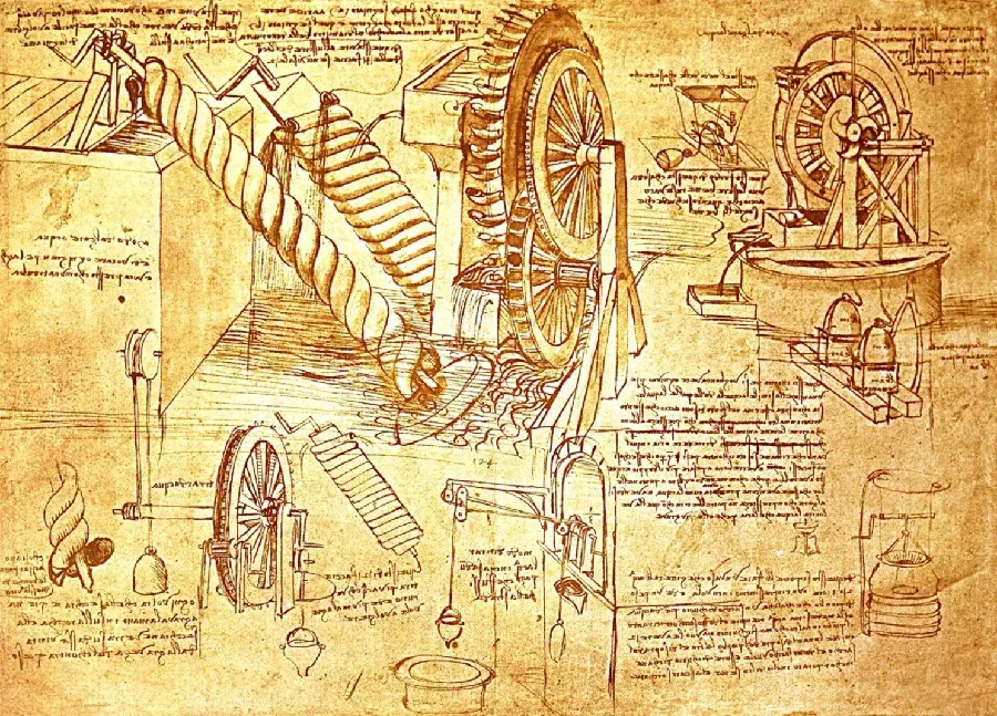 بهترین تصویر نقشه اختراع معروف لئوناردو داوینچی دانشمند و مخترع 
