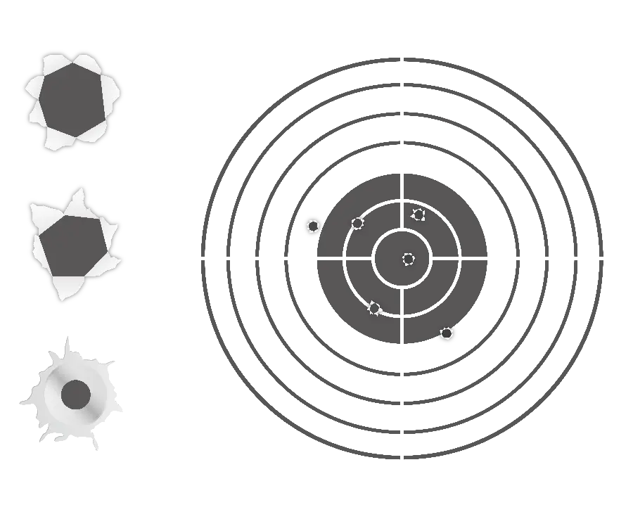 عکس چارت تمرینی و امتیازی فشنگ و گلوله مناسب تمرین های تیراندازی جنگی با فرمت  PNG