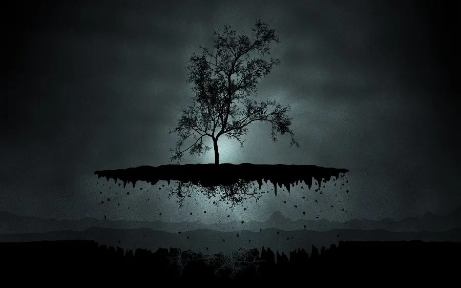 عکس فانتزی و سیاه سفید تک درخت خشکیده با کیفیت بالا