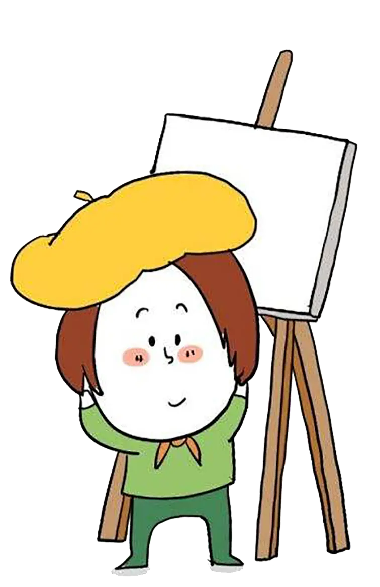 عکس دوربری شده پسر بچه نقاش کارتونی با لپ های گل انداخته