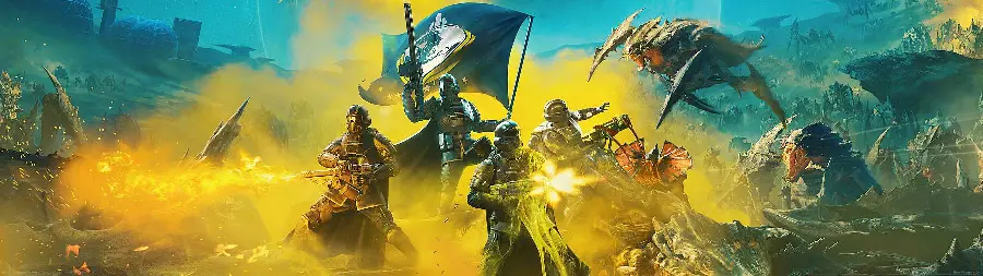 تصویر زمینه بازی Helldivers 2 با سناریو مبارزه با موجودات فضایی 