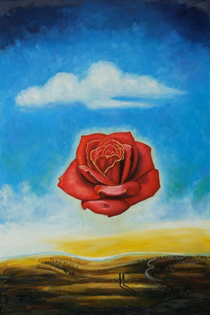 عکس نقاشی سورئال گل رز مراقبه یک اثر هنری دلنشین