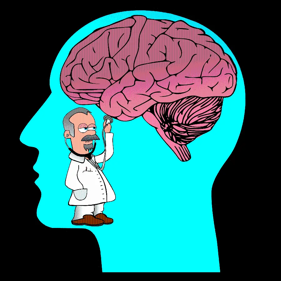 بهترین فایل کارتونی دور بری شده روان پزشک در حال معاینه مغز
