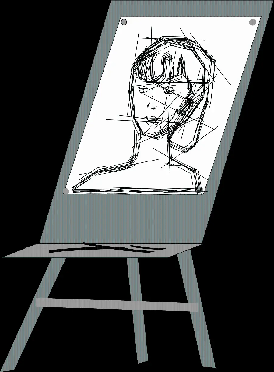 تصویر PNG دختر نقاشی شده با خطوط صاف و مستقیم