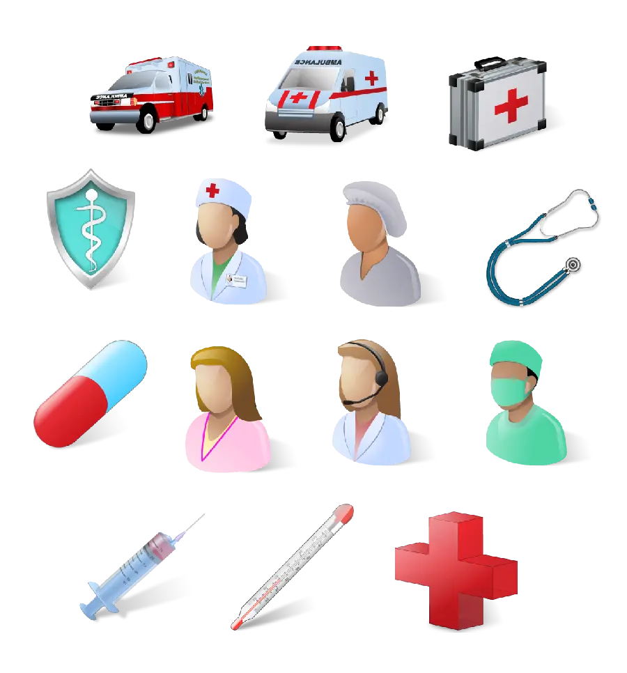 عکس انواع خدمات آمبولانس اورژانس به صورت طرح های کارتونی