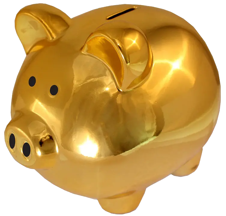 عکس قلک پول طلایی به شکل خوک با کیفیت بالا
