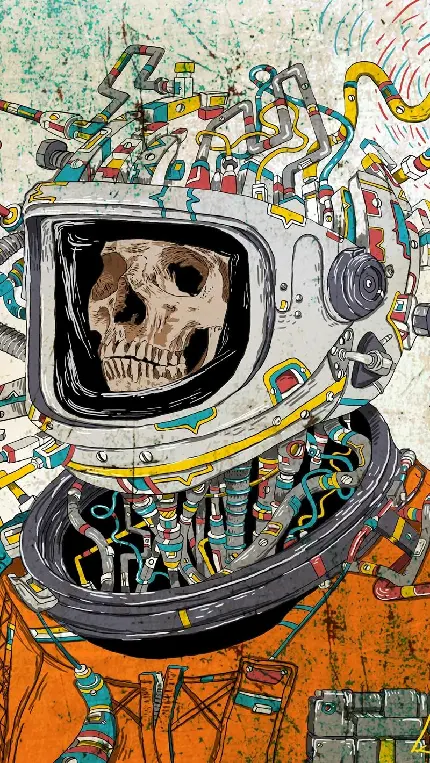 پروفایل خفن از نقاشی دیجیتالی جمجمه فضانورد برای پسر ها