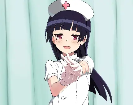 تصویر انیمیشنی پرستار خانم با لباس و دستکش سفید