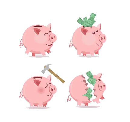 عکس کارتونی ناز قلک پول کوچک به شکل خوک