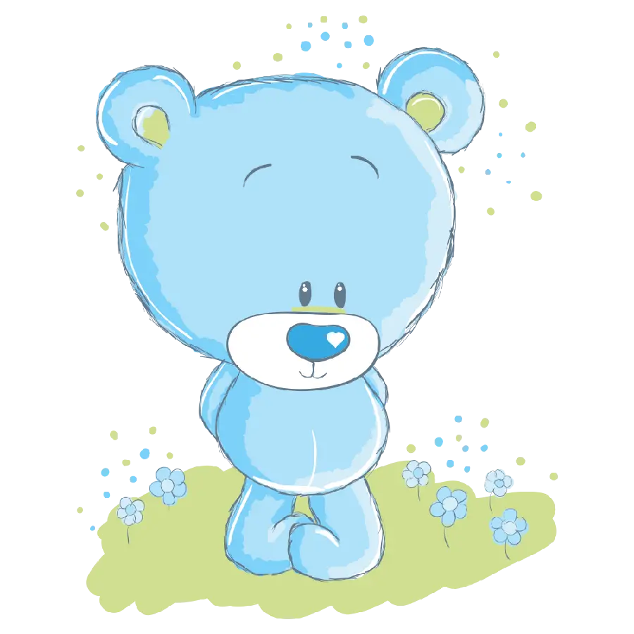 تصویر پس زمینه خرس بامزه آبی PNG برای تولدها و مراسمات کودکانه