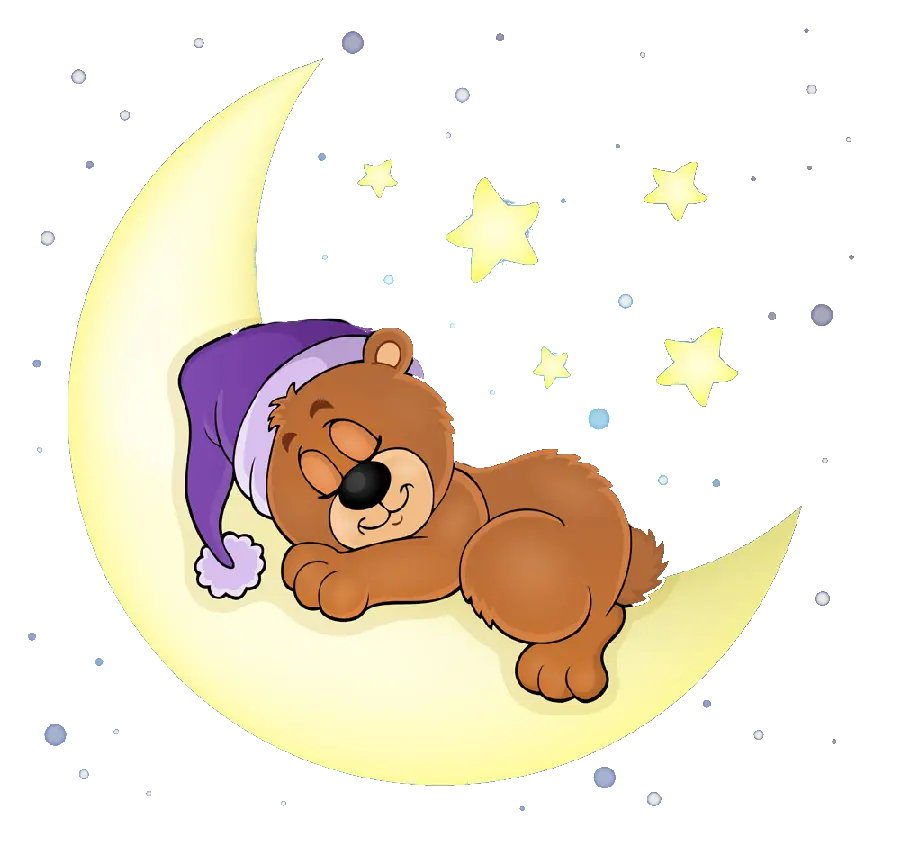پس زمینه‌ خرس خوابیده روی ماه PNG با کیفیت عالی