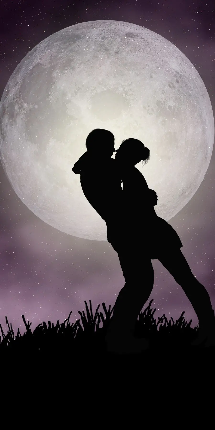 والپیپر عاشقانه پرطرفدار با زمینه ماه کامل مخصوص زمینه گوشی