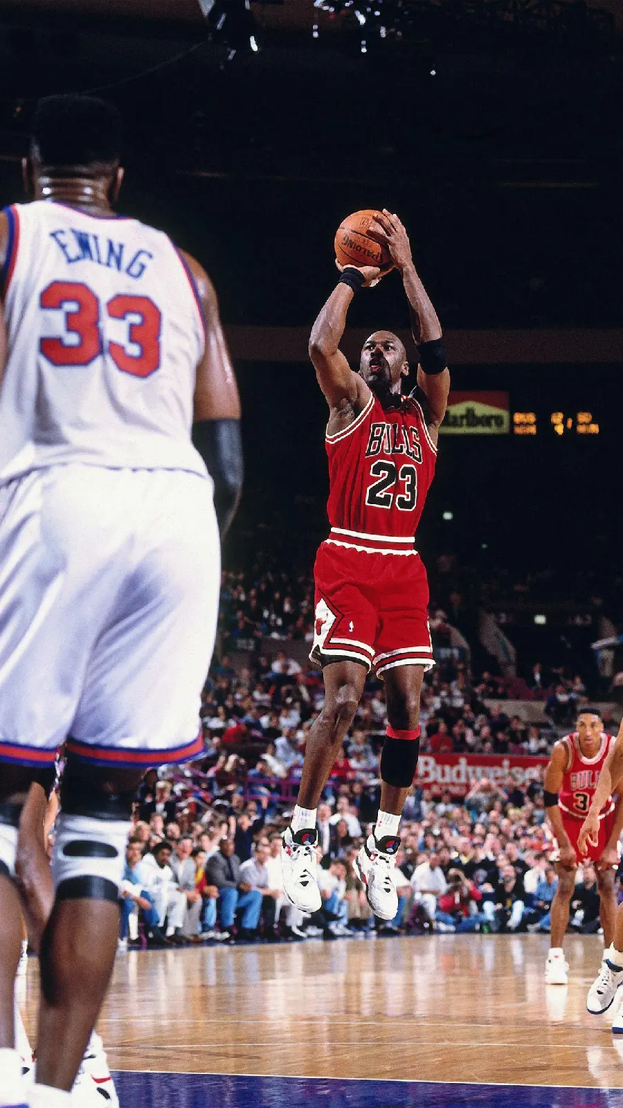 عکس مایکل جردن بسکتبالیست آمریکایی معروف با کفش های ورزشی نایک جردن 