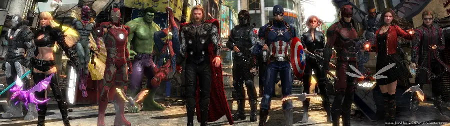 عکس استوک Avengers با حضور هالک و دیگر قهرمانان مارول برای نمایشگر چندگانه