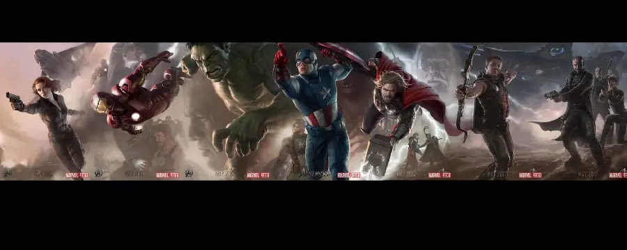 والپیپر شیک نمایشگر دوگانه Avengers از ابرقهرمان های پرطرفدار 