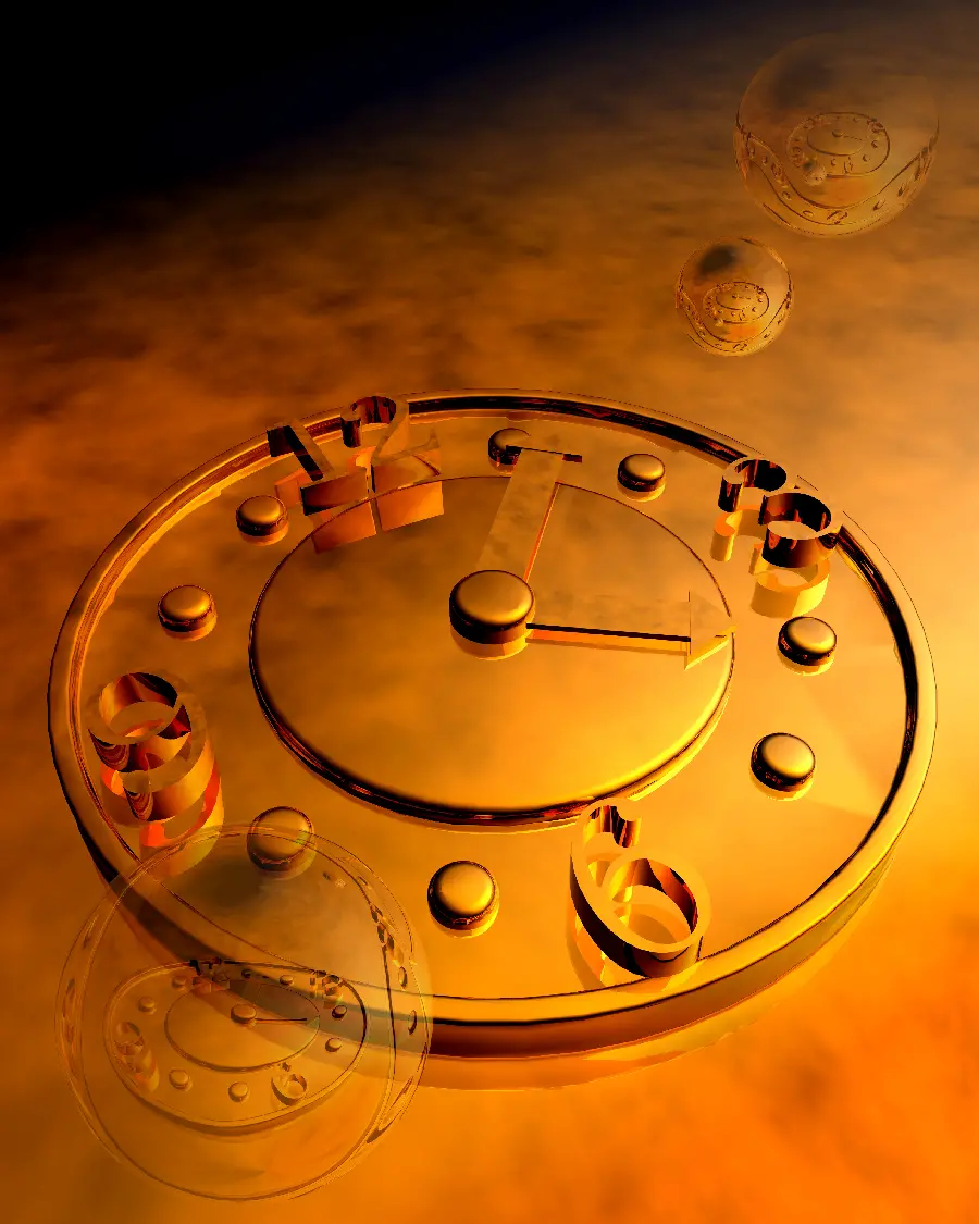 والپیپر از دنیای متالیک با طرح ساعت عقربه ای طلایی