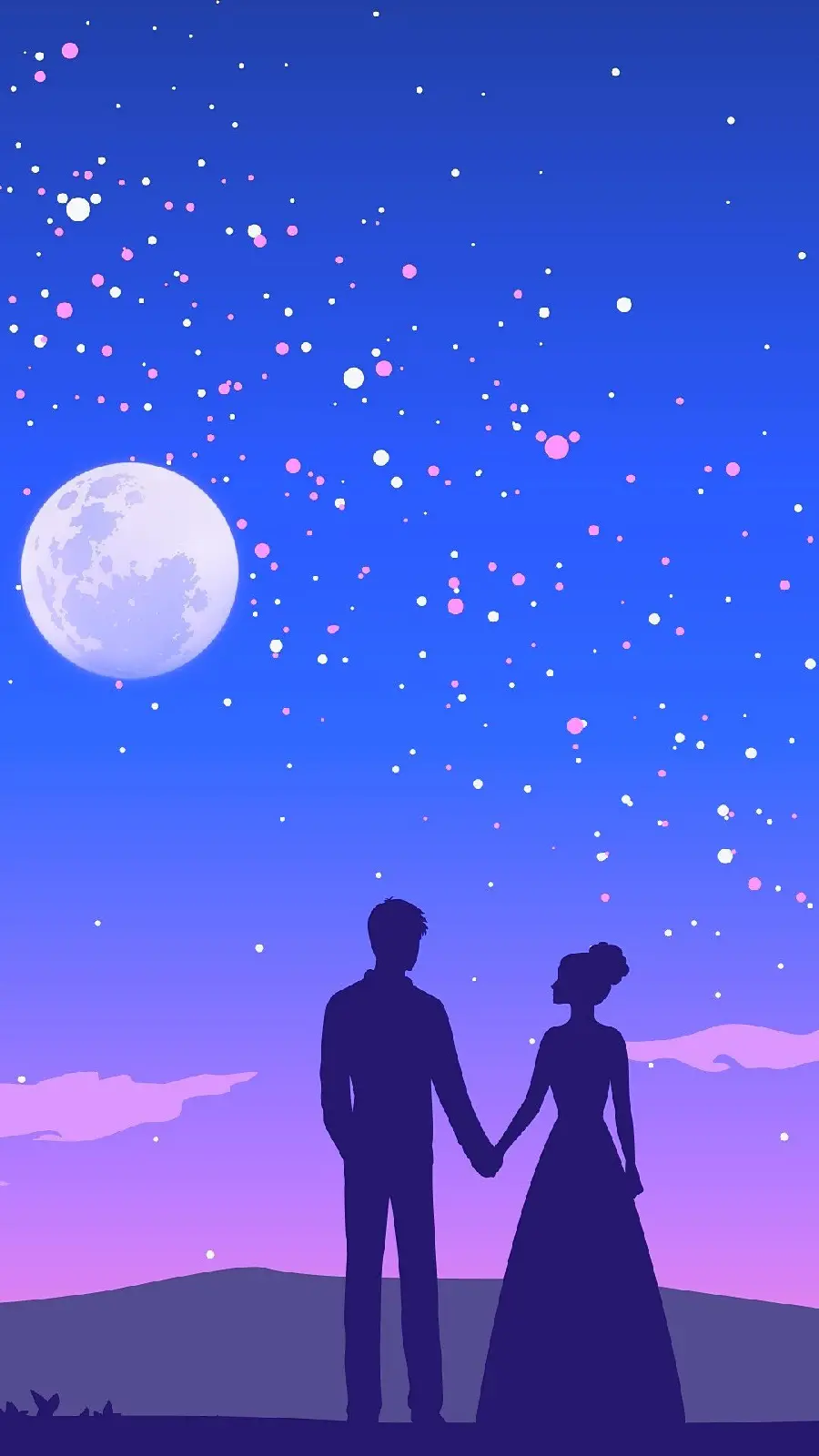 والپیپر پرابهت زوج عاشق زیر نور ماه کامل برای آیفون