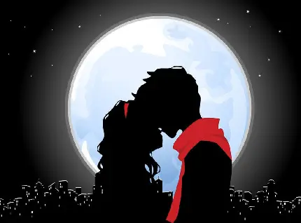 تصویر فانتزی عاشقانه با زمینه ماه کامل مناسب محیط اندروید