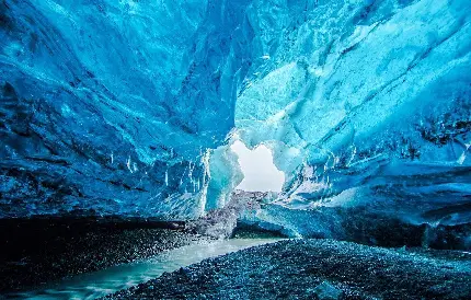والپیپر غار کریستالی آبی برای چاپ تابلوهای دکوراتیو