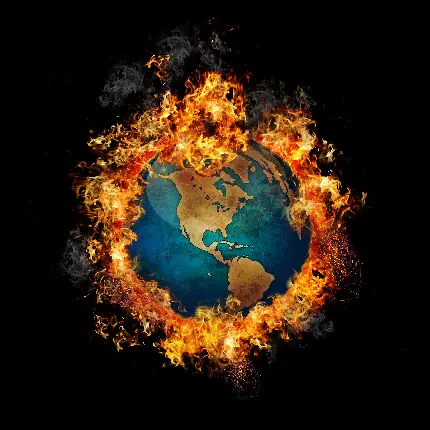 عکس کره زمین با دود و آتش فانتزی