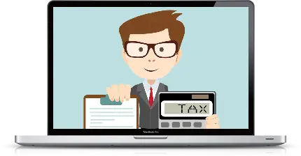 دانلود عکس حسابدار tax کارتونی داخل لپ تاپ